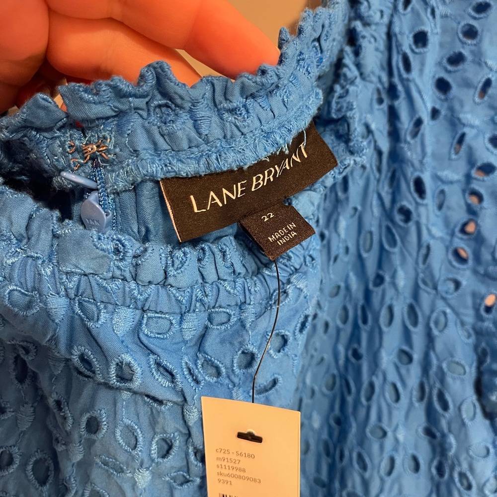 Lane Bryant Electric Blue Eyelet Tiered Dress-NWT Size 22 - Picture 4 of 6